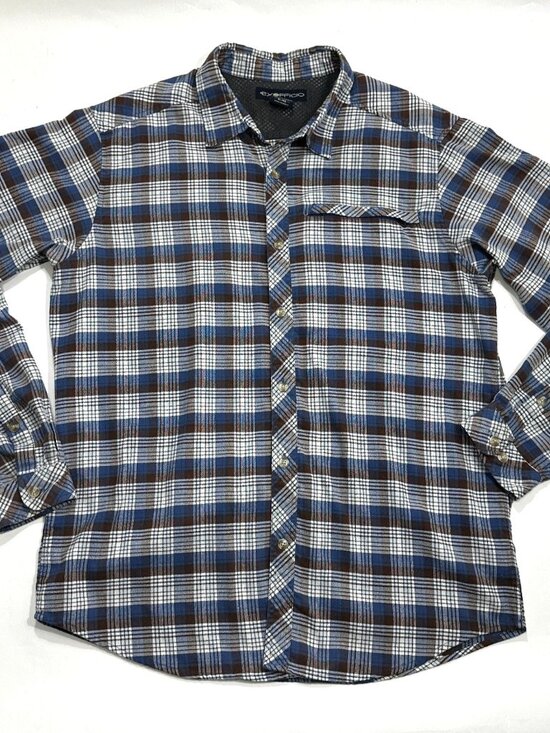 Exofficio Other - ExOfficio Men's XL Plaid Button Up Shirt Blue Brown White Long Sleeve Outdoor